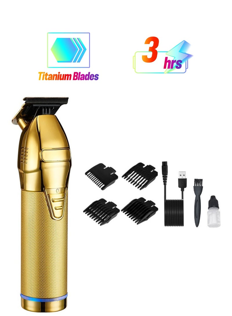 New Barber Hair Clipper Gold Electric Cordless Trimmer for Men Professional Haircuts Carving Beard Razor - Image 1
